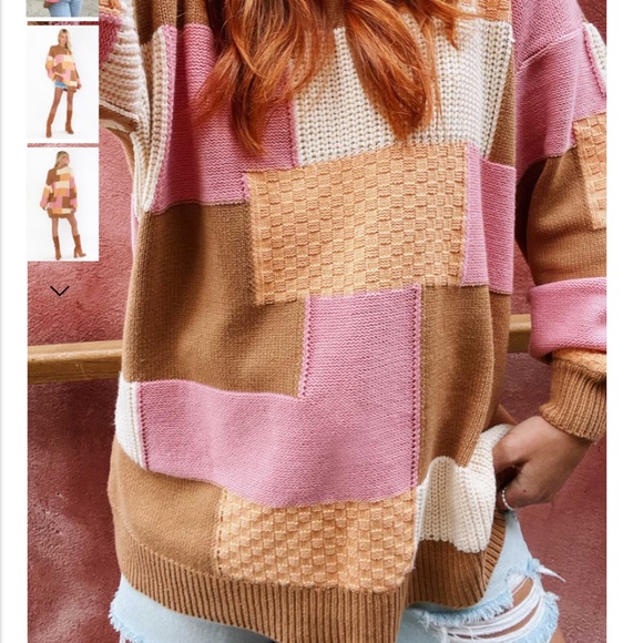 Last One Show Me Your MuMu Ember Tunic Sweater in Uneven Patchwork Knit various - Picture 4 of 9